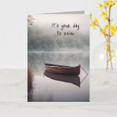 Wooden Boat On Lake Birthday Karte (Gelbe Blume)