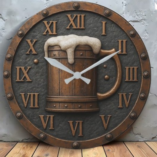 Wooden brewery rustic beer bar barrel wall art große wanduhr