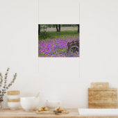 Wooden Cart in field of Phlox, Blue Bonnets with Poster (Küche)