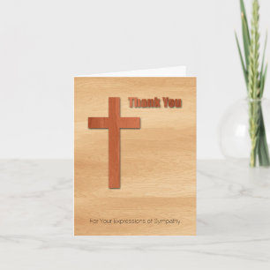 Wooden Cross Sympathy Thank You V Note C Dankeskarte