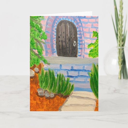 Wooden Door 🚪 In Brick 🧱 Building Karte (Vorderseite)