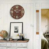 Wooden Family name Rustic  Große Wanduhr