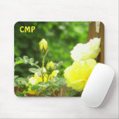 Wooden Fence and Yellow Rose your Initials Mousepad (Mit Mouse)