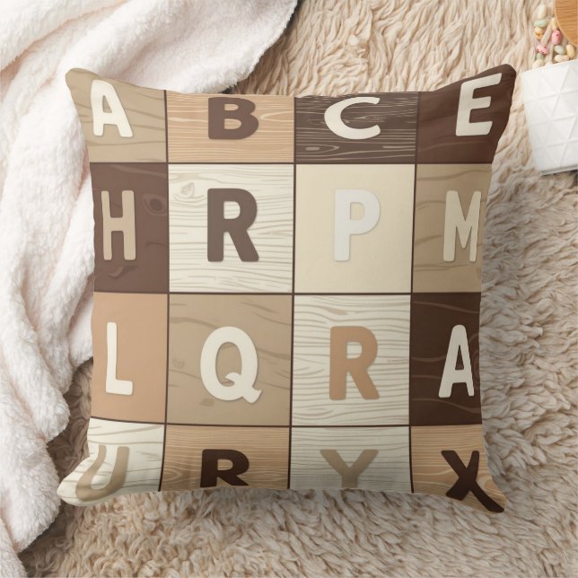Wooden Letter Grid Kissen (Decke)