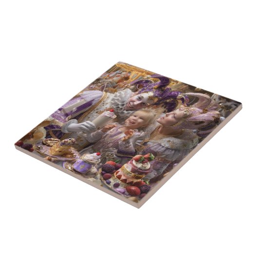 "Wooden Memory Box: Carousel of Sweets and Love in Fliese (Seite)