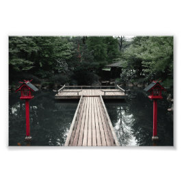 Wooden Pier framed by red Lanterns Fotodruck