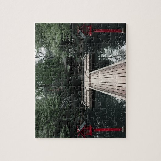 Wooden Pier framed by red Lanterns Puzzle (Vertikal)