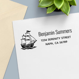 Wooden Sailing Ship Galleon Sea Return Address Permastempel