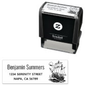 Wooden Sailing Ship Stormy Sea Return Address Permastempel (Beispiel)