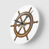Wooden Ship Steering Wheel Round Clock Runde Wanduhr (Winkel)
