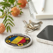 Wooden sign with sunflowers and flag of Romania Schlüsselanhänger (Seite)