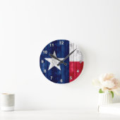 Wooden Texan Flag Runde Wanduhr (Zuhause)