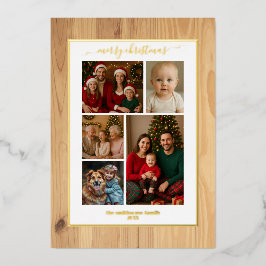 Wooden texture foil family Photo Christmas real Folieneinladung