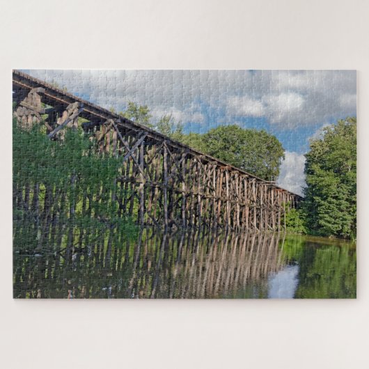 Wooden Train Trestle Over a River Puzzle (Horizontal)