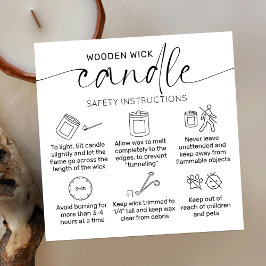 Wooden Wick Candle Care Thank You Card Elegant Quadratische Visitenkarte