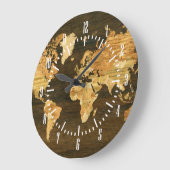 Wooden World Map Große Wanduhr (Winkel)