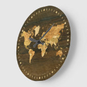 Wooden World Map Große Wanduhr (Winkel)
