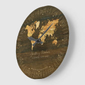 Wooden World Map Große Wanduhr (Winkel)