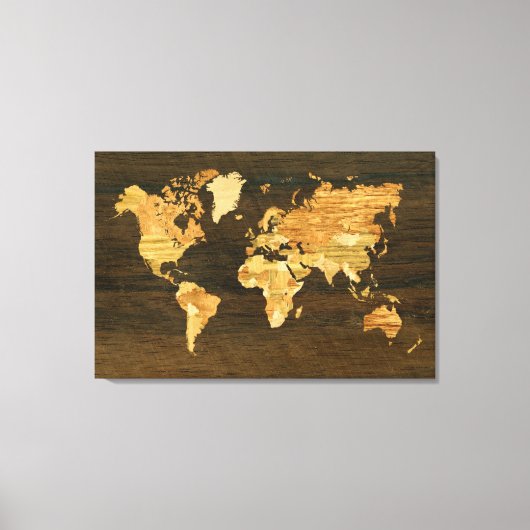 Wooden World Map Leinwanddruck (Vorderseite)