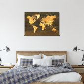 Wooden World Map Leinwanddruck (Insitu (Schlafzimmer))