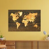 Wooden World Map Leinwanddruck (Insitu (Wohnzimmer))