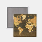 Wooden World Map Magnet (Vorderseite/Rückseite)