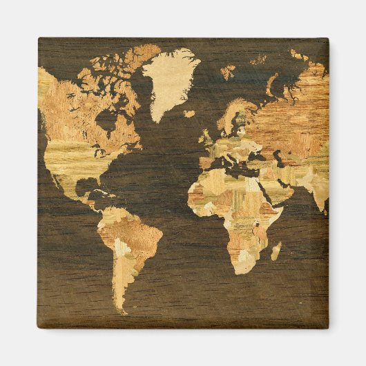 Wooden World Map Magnet (Vorne)