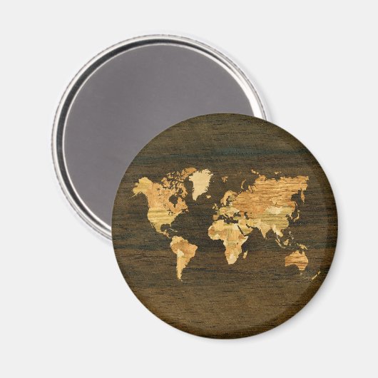 Wooden World Map Magnet (Vorderseite/Rückseite)