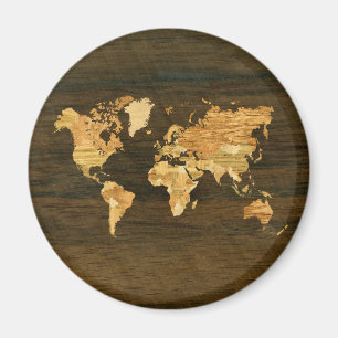 Wooden World Map Magnet