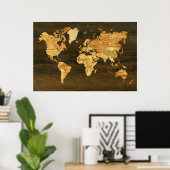 Wooden World Map Poster (Heimbüro)