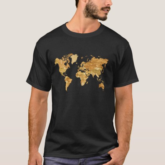 Wooden World Map T-Shirt (Vorderseite)