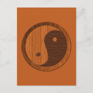 Wooden Yin Yang Postkarte