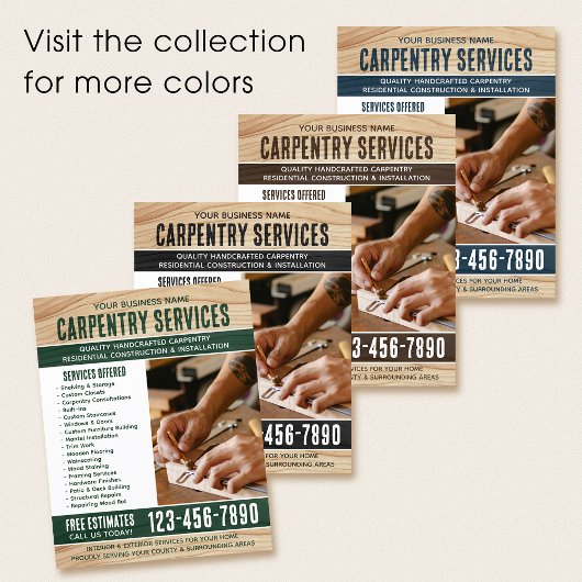 Woodgrain Carpenter Handyman Rustic Blue Flyer