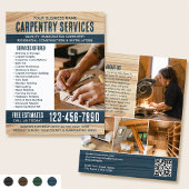 Woodgrain Carpenter Handyman Rustic Blue Flyer