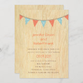 Woodgrain mit Fahnen-Einladung Einladung (Vorne/Hinten)