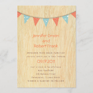 Woodgrain mit Fahnen-Einladung Einladung