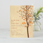 Woodgrain mit Liebe-Vögeln im Baum - Herbst Einladung (Stehend Vorderseite)