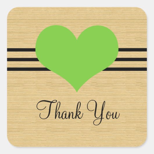 Woodgrain Mod Herzlichen Dank Ihnen Stickers, Gree Quadratischer Aufkleber (Vorderseite)