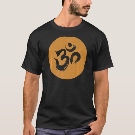 Woodgrain Om Hindu Symbol T-Shirt (Vorderseite)