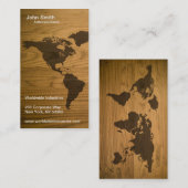 Woodgrain-strukturierte Weltkarte Visitenkarte (Vorne/Hinten)