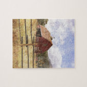 Woodgrain Western Country Farm Primitive Red Barn Puzzle (Horizontal)