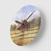 Woodgrain Western Country Farm Primitive Red Barn Runde Wanduhr (Winkel)