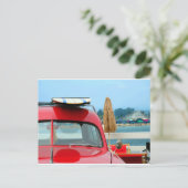 Woodie am Strand Postkarte (Stehend Vorderseite)