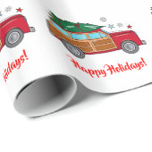 Woodie mit dem Weihnachtsbaum bereit getrimmt zu Geschenkpapier (Rolleneckpunkt)