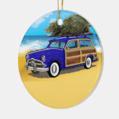 Woodie surfen mit Weihnachtsbaum Keramik Ornament (Links)