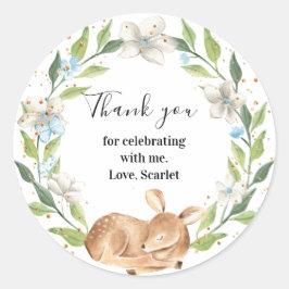 Woodlan Baby Deer Baby Dusche I Birthday Runder Aufkleber