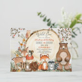 Woodland 1. Geburtstag Einladung Junge Wild One (Stehend Vorderseite)