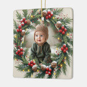 Woodland 1st First Christmas Baby Photo Keramikornament (Links)