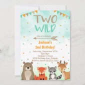 Woodland 2nd Birthday Invitation, Two Wild Invite Einladung (Vorderseite)
