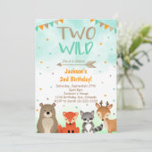 Woodland 2nd Birthday Invitation, Two Wild Invite Einladung (Stehend Vorderseite)
